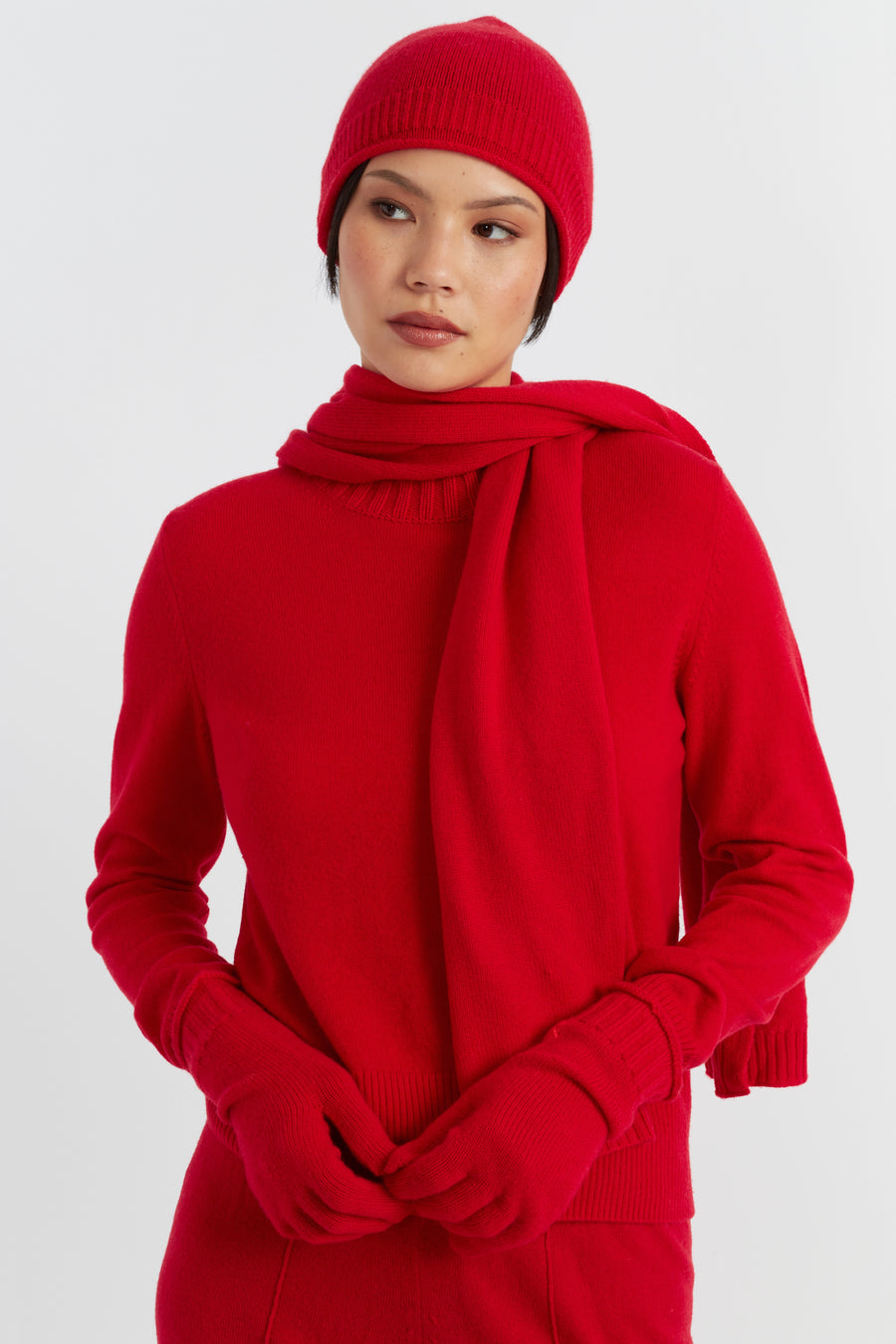 Velvet-Red Wool-Cashmere Gloves