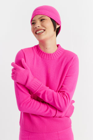 fuchsia-wool-cashmere-gloves