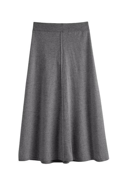 Grey Wool-Cashmere Midi Skirt