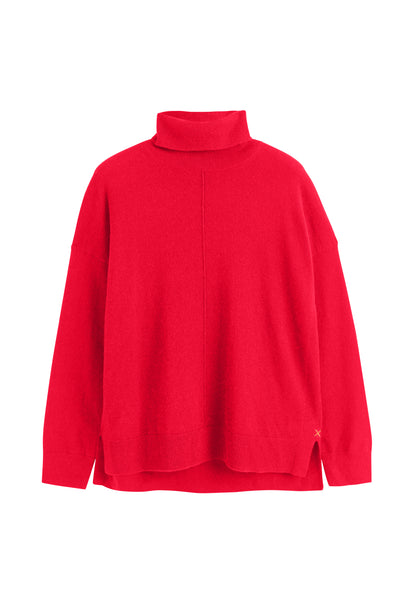 Velvet-Red Wool-Cashmere Relaxed Rollneck Sweater