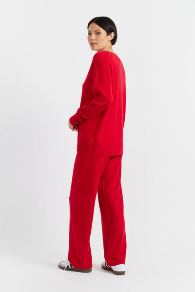 Velvet-Red Wool-Cashmere Slouchy Sweater