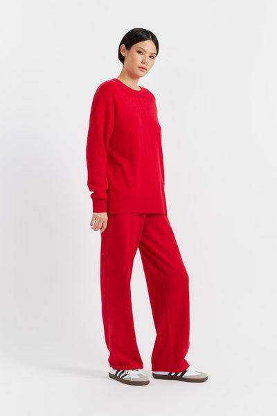 Velvet-Red Wool-Cashmere Slouchy Sweater