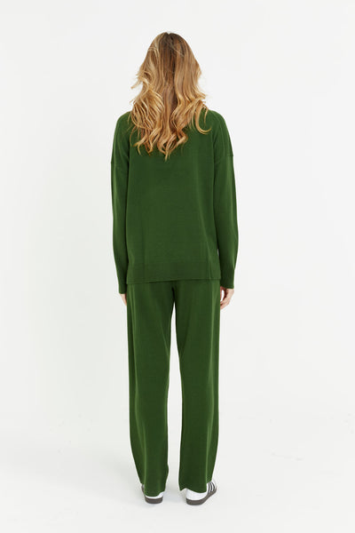 Green Wool-Cashmere Relaxed Rollneck Sweater