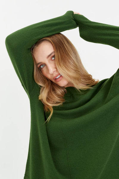 Green Wool-Cashmere Slouchy Sweater
