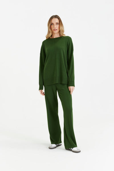 Green Wool-Cashmere Slouchy Sweater