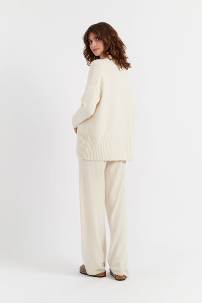 Cream Pure Cashmere Boxy Sweater