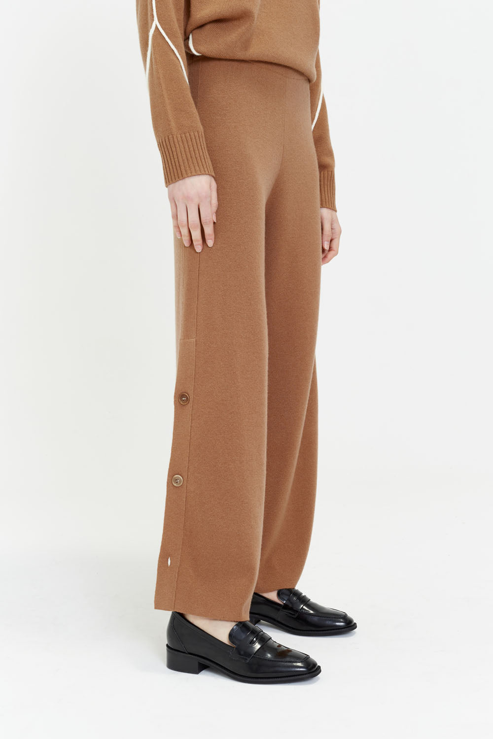 Camel Wool Cashmere Bessy Button Trousers Chinti Parker UK