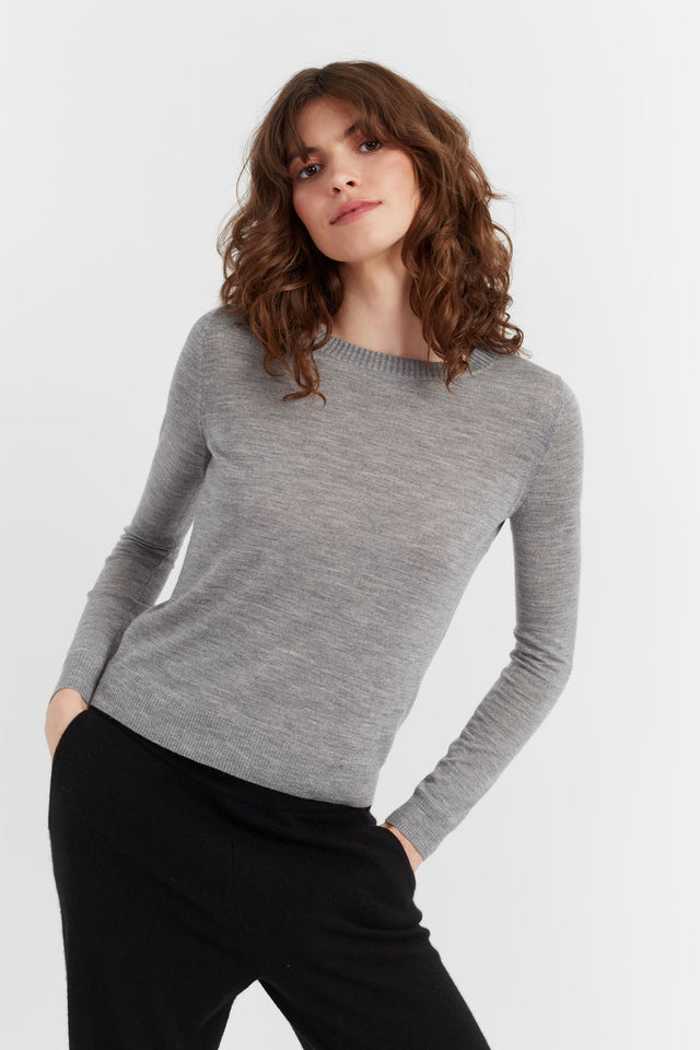 Grey Pure Merino Sweater image 1