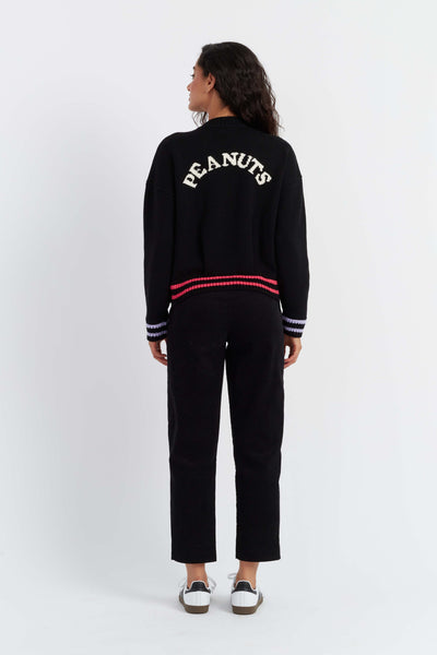 Black Wool-Cashmere Snoopy Bomber Jacket