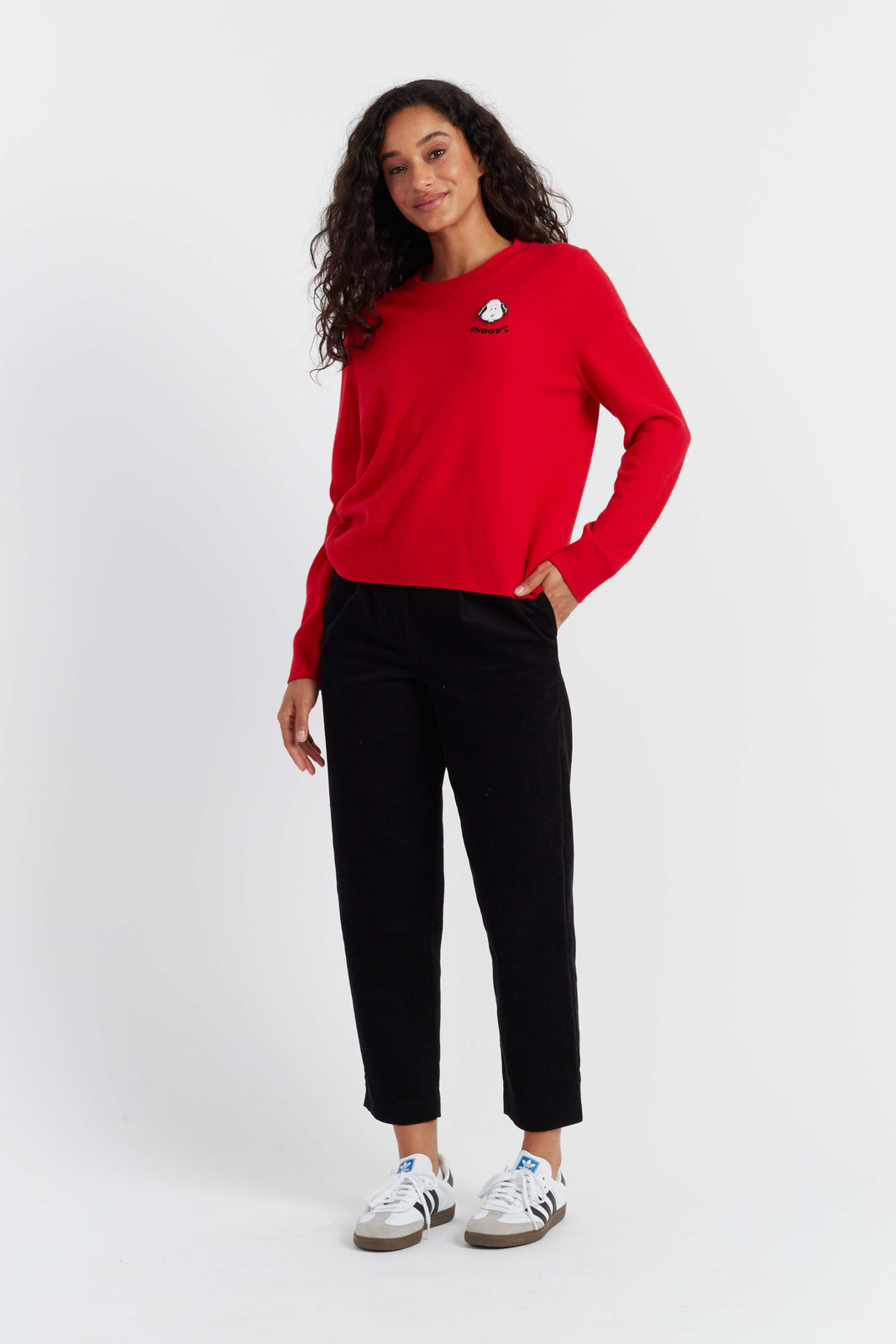 Red Wool Cashmere Snoopy Badge Sweater Chinti Parker UK