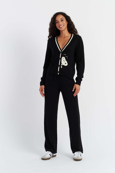 Black Wool-Cashmere Snoopy Cardigan