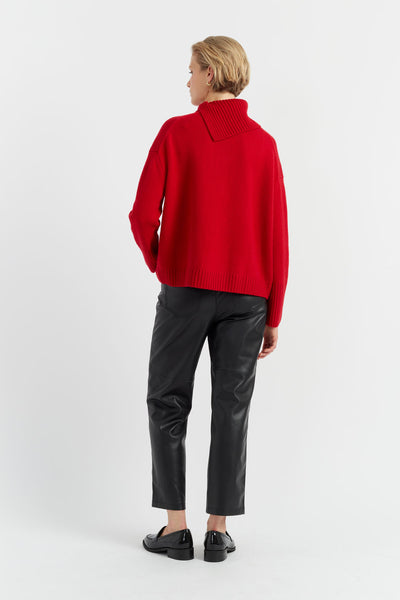 Red Pure Cashmere Asymmetric Sweater