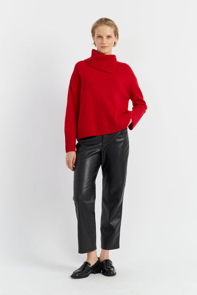Red Pure Cashmere Asymmetric Sweater