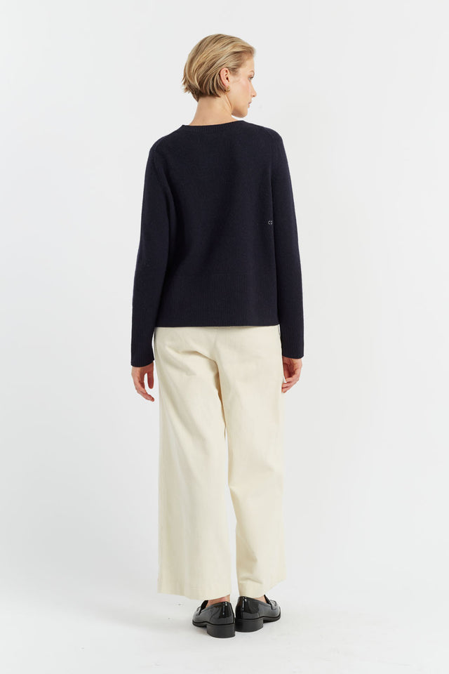 Navy Pure Cashmere Boxy Sweater image 6
