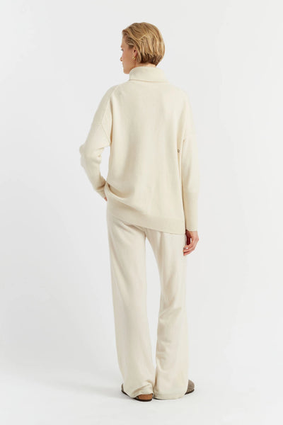Cream Pure Cashmere Rollneck Sweater