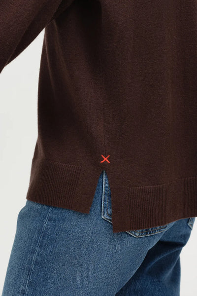 Chocolate Wool-Cashmere Relaxed Rollneck Sweater