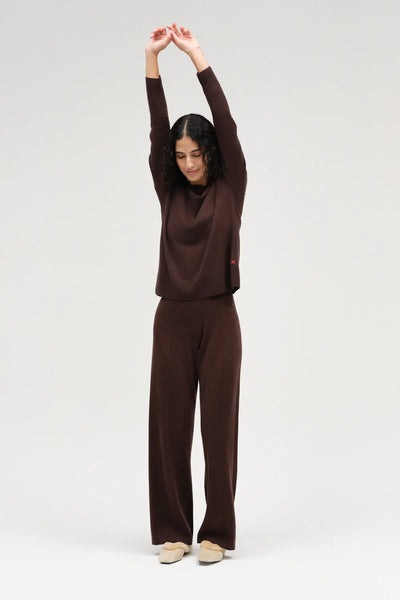 Chocolate Wool-Cashmere Slouchy Sweater