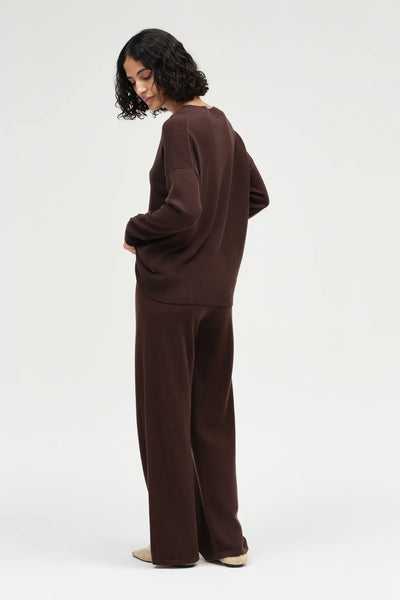 Chocolate Wool-Cashmere Slouchy Sweater
