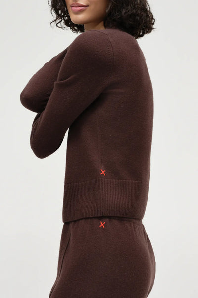 Chocolate Wool-Cashmere Cropped Sweater