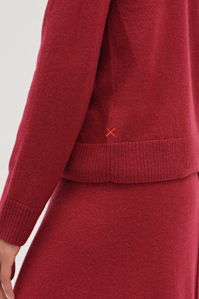 Cherry Wool-Cashmere Collared Sweater
