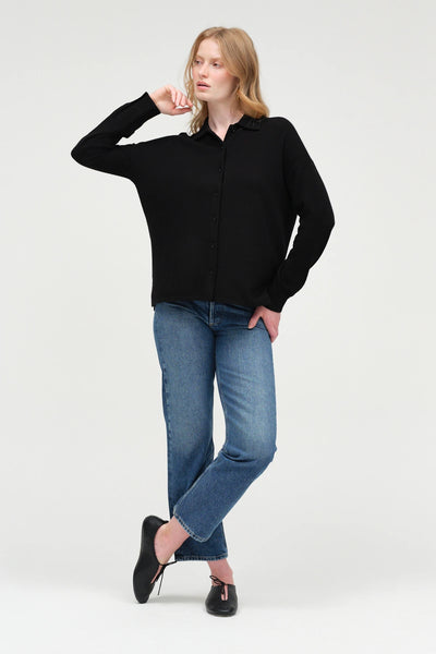 Black Wool-Cashmere Relaxed Shirt