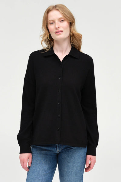 Black Wool-Cashmere Relaxed Shirt