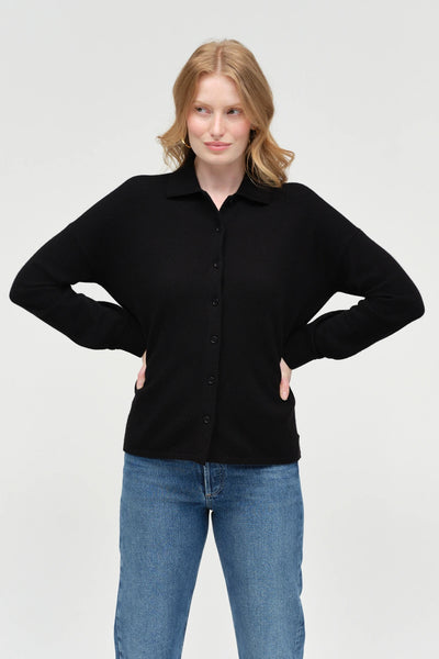 Black Wool-Cashmere Relaxed Shirt