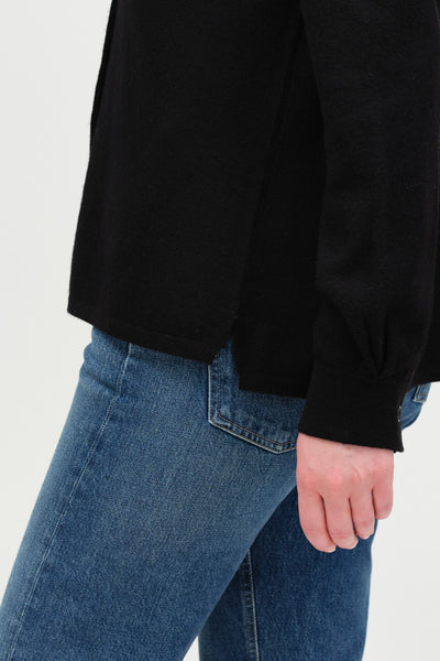 Black Wool-Cashmere Relaxed Shirt