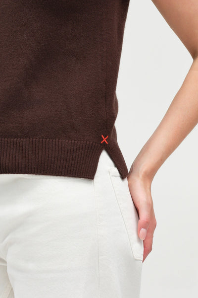 Chocolate Wool-Cashmere High-Neck Tank