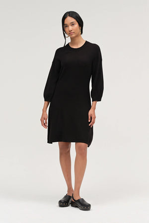black-wool-cashmere-wide-sleeve-dress