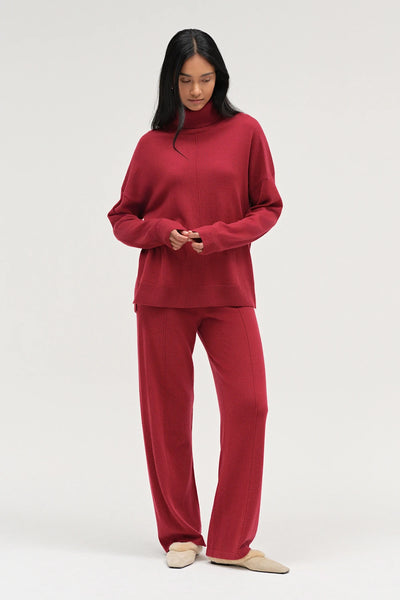 Cherry Wool-Cashmere Relaxed Rollneck Sweater
