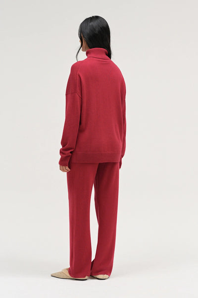 Cherry Wool-Cashmere Relaxed Rollneck Sweater