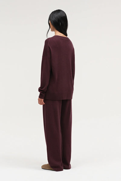 Aubergine Wool-Cashmere Slouchy Sweater