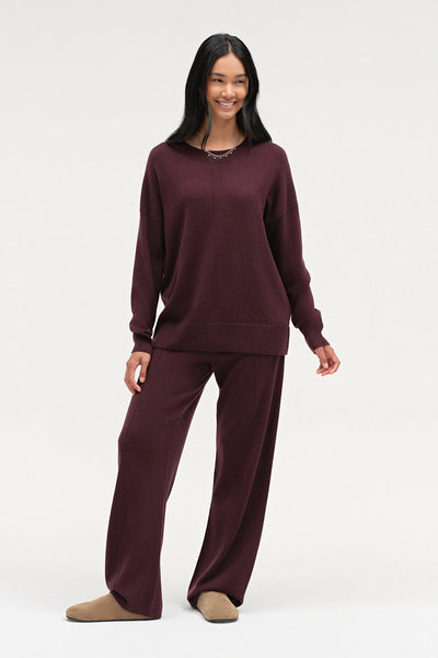 Aubergine Wool-Cashmere Slouchy Sweater