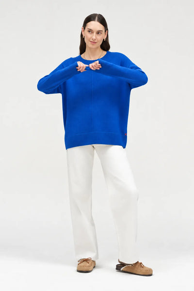 Cobalt Wool-Cashmere Slouchy Sweater