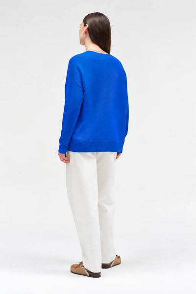 Cobalt Wool-Cashmere Slouchy Sweater