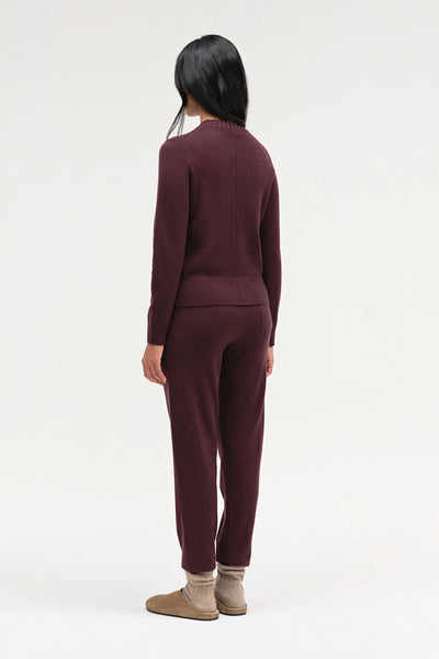 Aubergine Wool-Cashmere Cropped Sweater
