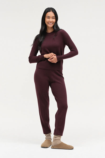 Aubergine Wool-Cashmere Cropped Sweater