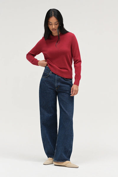 Cherry Wool-Cashmere Cropped Sweater