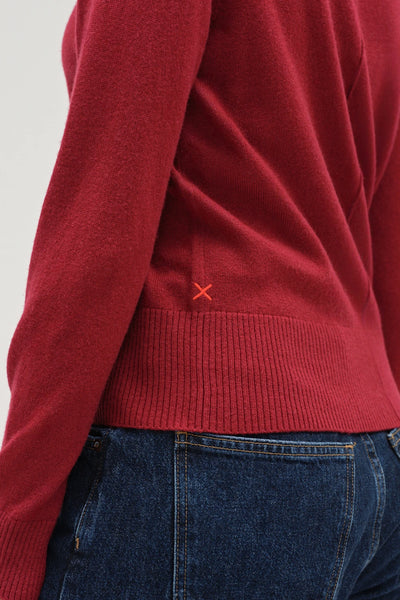 Cherry Wool-Cashmere Cropped Sweater