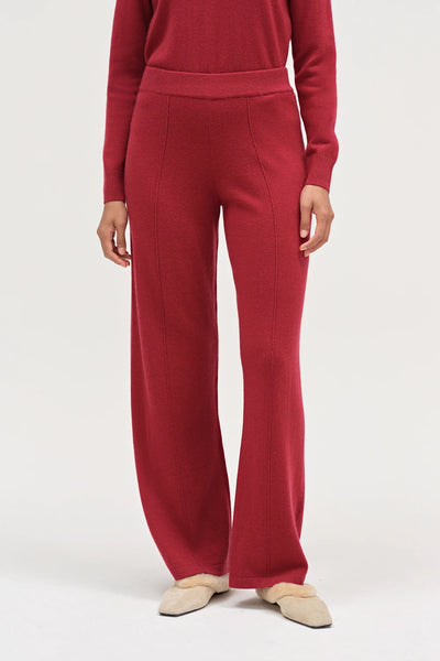 Cherry Wool-Cashmere Wide-Leg Track Pant