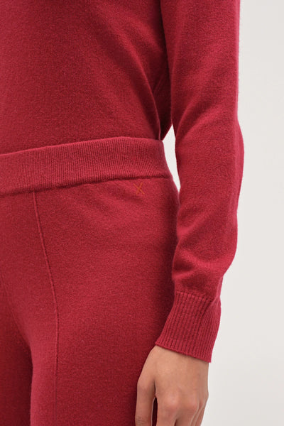 Cherry Wool-Cashmere Wide-Leg Track Pant