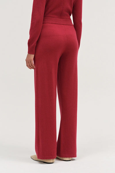 Cherry Wool-Cashmere Wide-Leg Track Pant