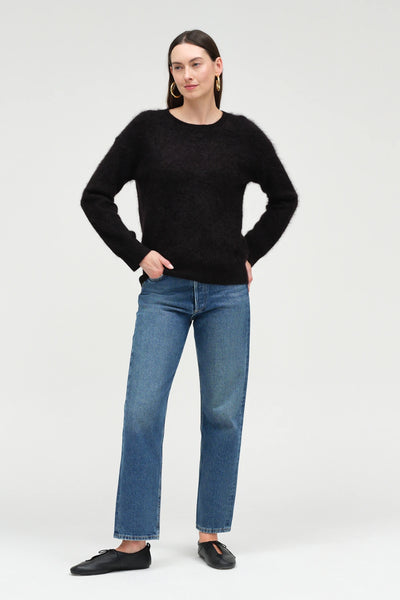 Black Brushed Cashmere Crew Neck Sweater