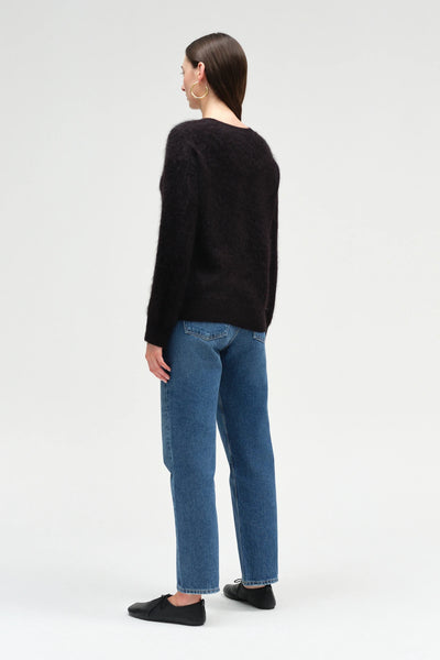 Black Brushed Cashmere Crew Neck Sweater
