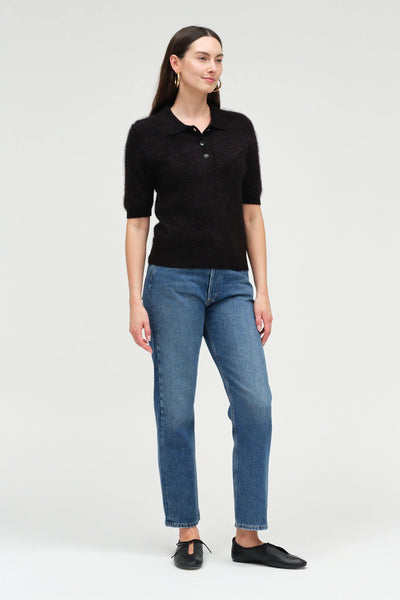 Black Brushed Cashmere Polo Tee