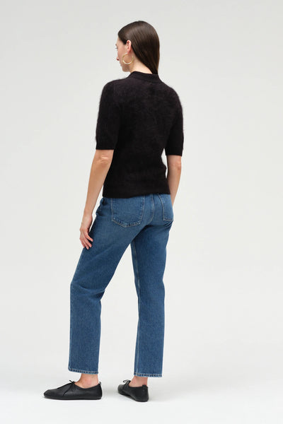 Black Brushed Cashmere Polo Tee