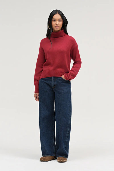 Cherry Pure Cashmere Relaxed Rollneck Sweater