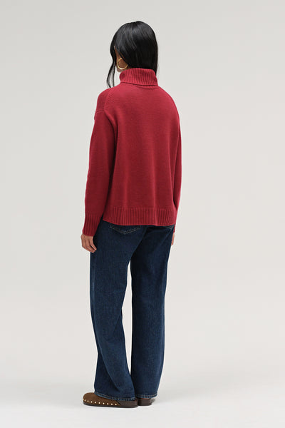 Cherry Pure Cashmere Relaxed Rollneck Sweater