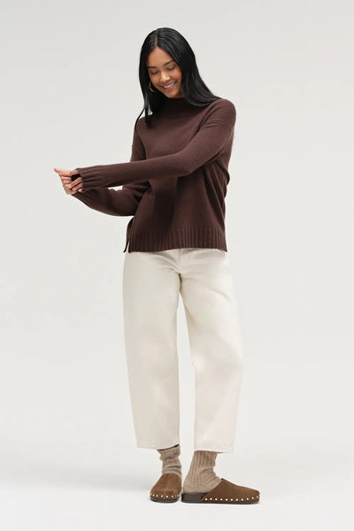 Chocolate Pure Cashmere Relaxed Rollneck Sweater